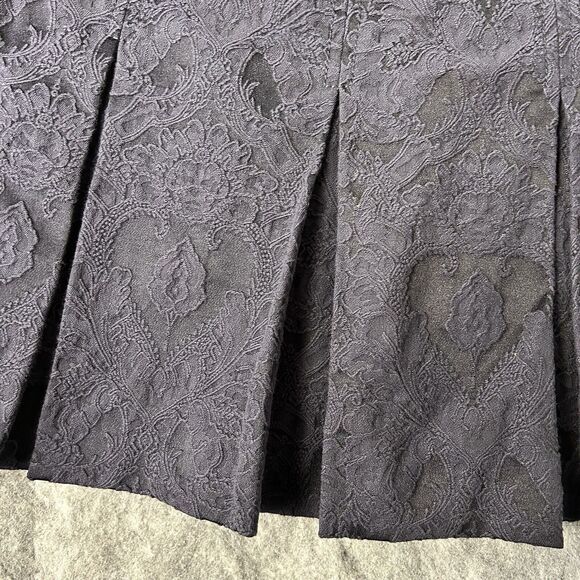 Rebecca Taylor Black Pleated Mini Skirt 8 Damask Tennis Goth Preppy Texture - Picture 4 of 9